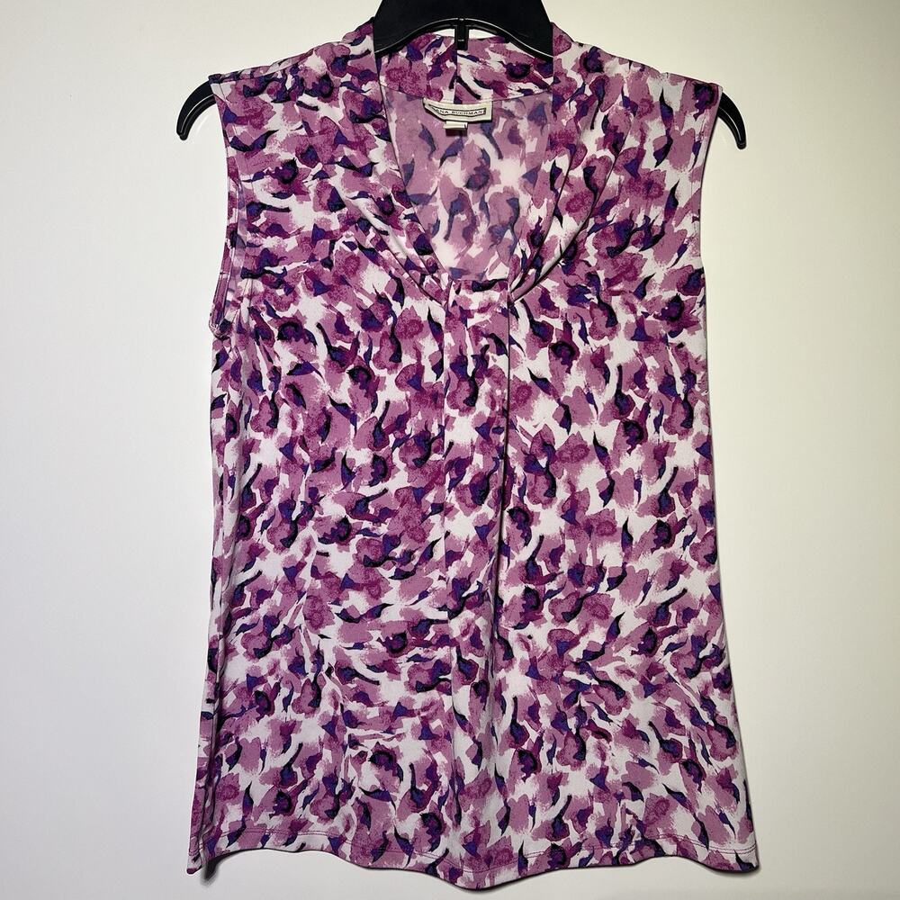 Dana Buchman Purple Abstract Floral Sleeveless Blouse Top Women’s Small Career